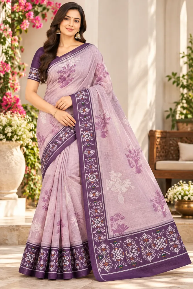 Kota Printed Saree with Floral Botanical Design