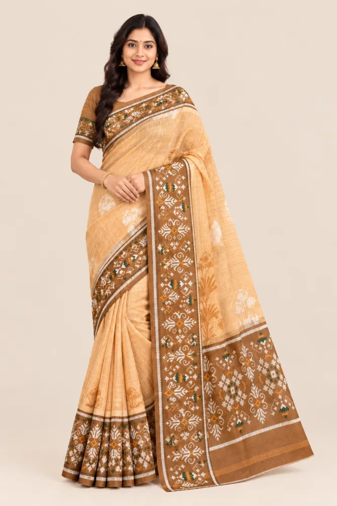 Kota Printed Saree with Designer Border & Blouse